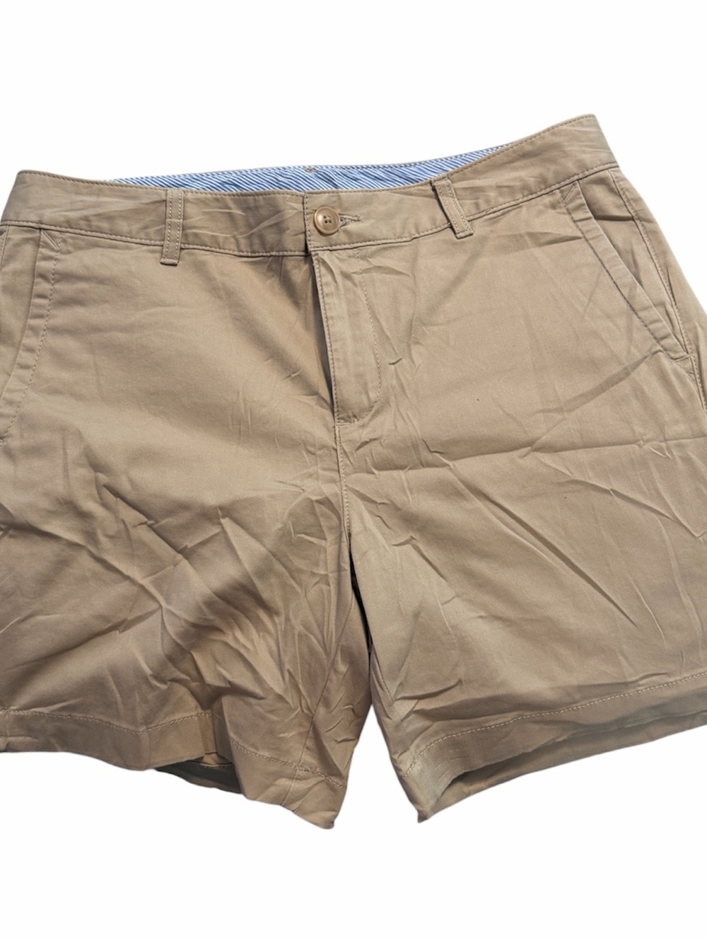 L.L.Bean Favorite Fit Khaki Chino Shorts Women's Size 8 Cotton Mid Rise EUC